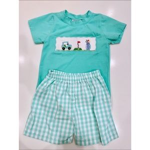 Toddler Boy Smocked Knit Shirt & Short Set 2T